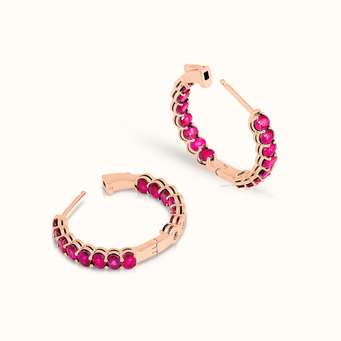 Ruby Oval Cut Hoop Earrings - AVIR New York