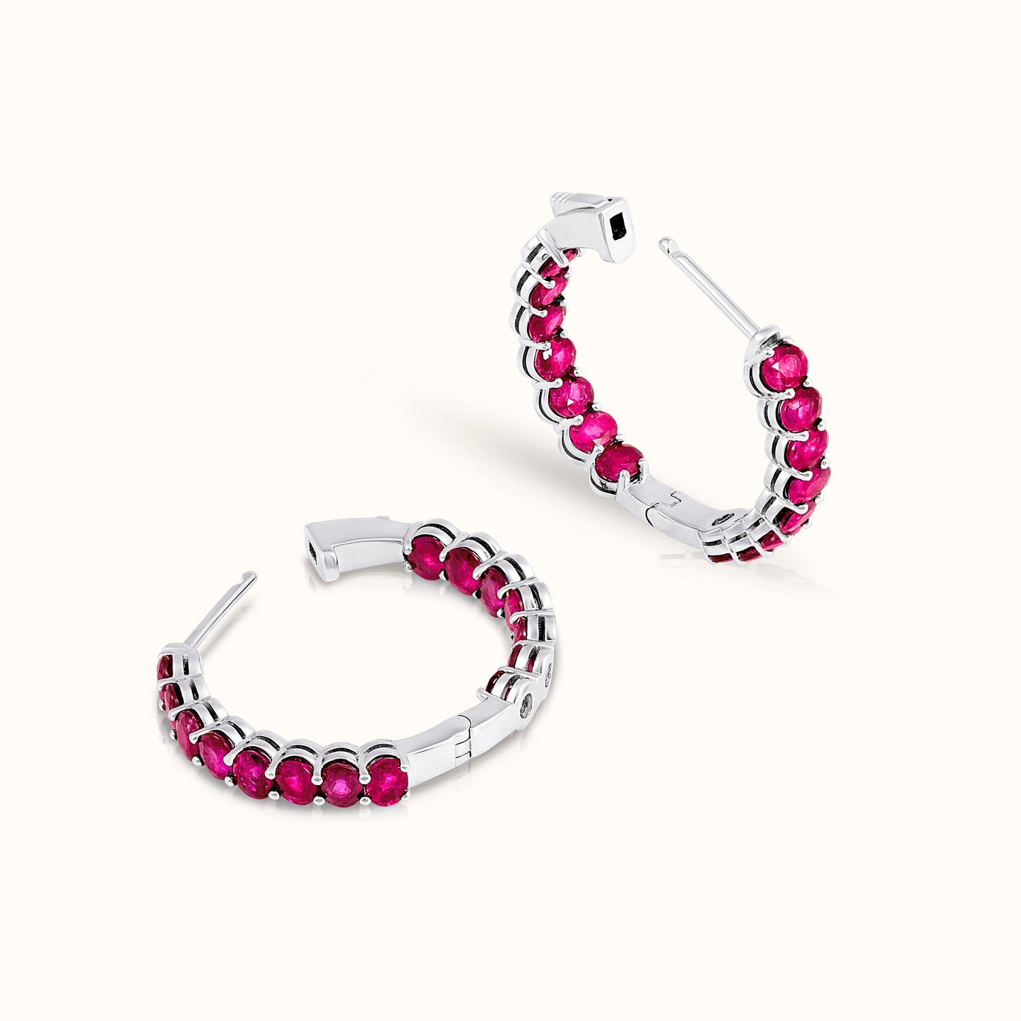 Ruby Oval Cut Hoop Earrings - AVIR New York