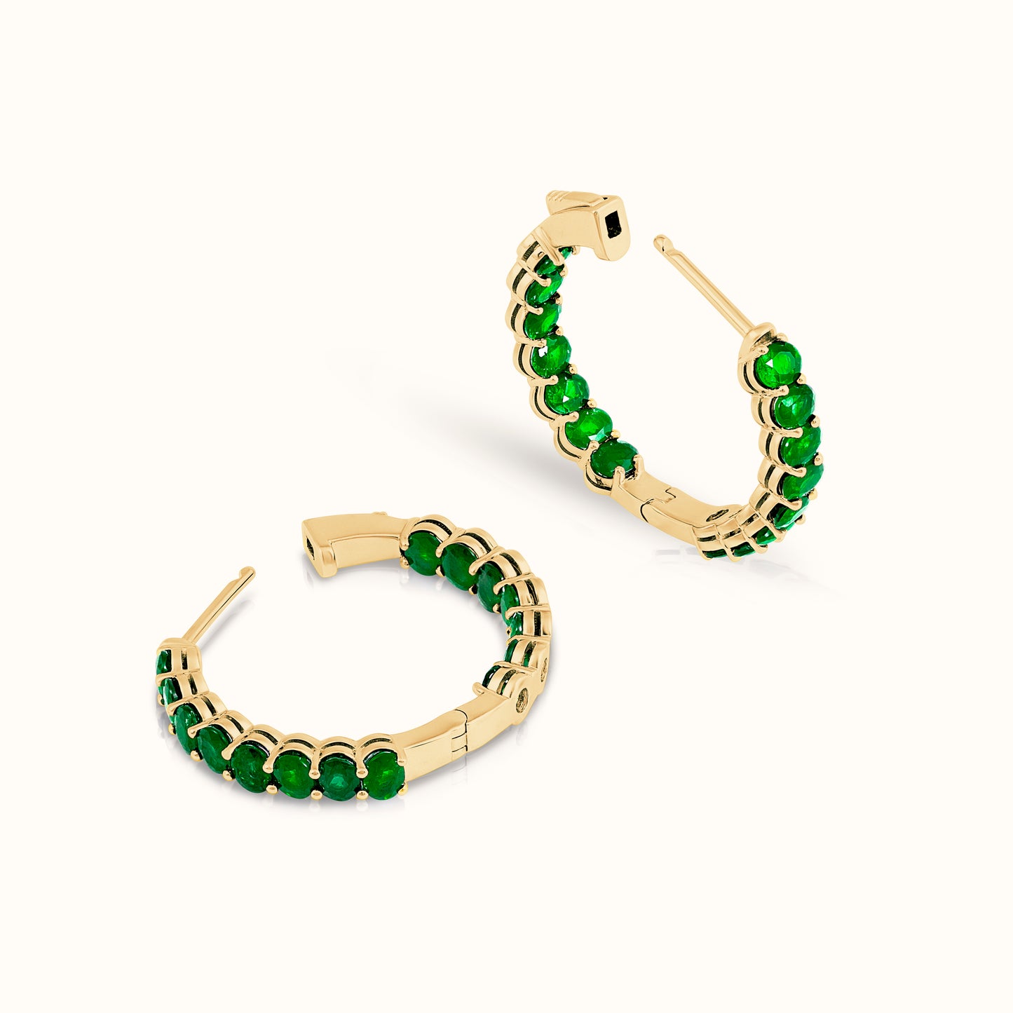 Emerald Oval Cut Hoop Earrings - AVIR New York