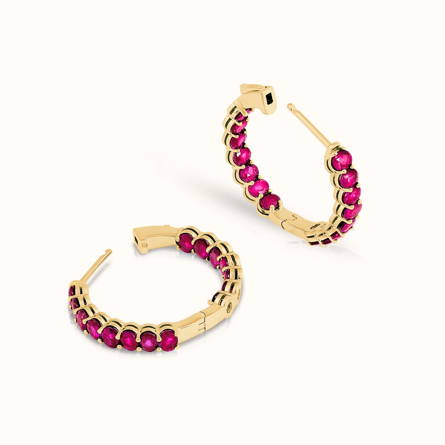 Ruby Oval Cut Hoop Earrings - AVIR New York