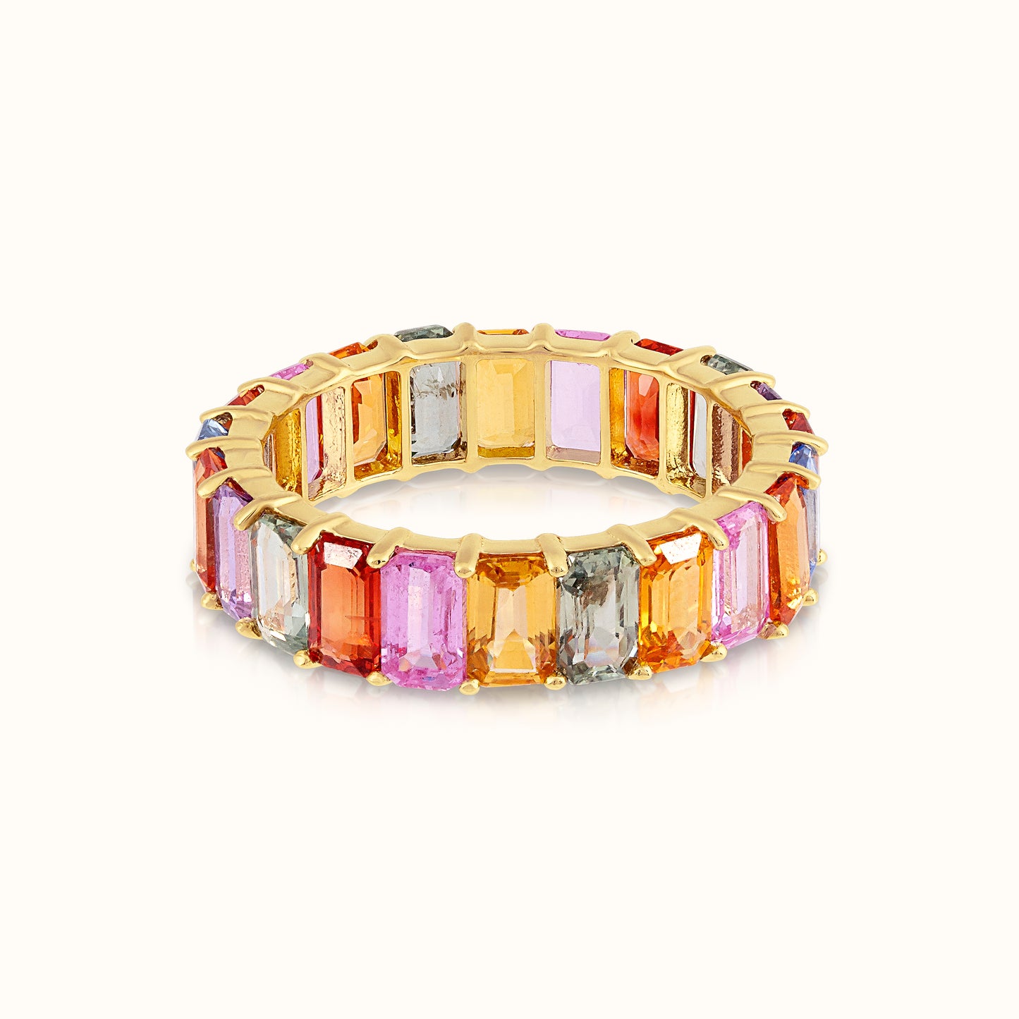 Multicolour Sapphire Emerald Cut Eternity Ring - AVIR New York