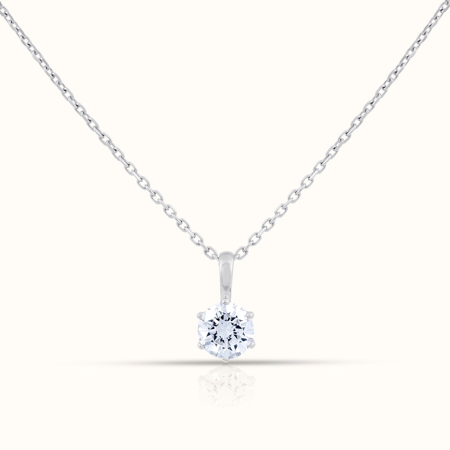 6 Prong IGI Certified Lab Grown Diamond Single Stone Necklace - AVIR New York