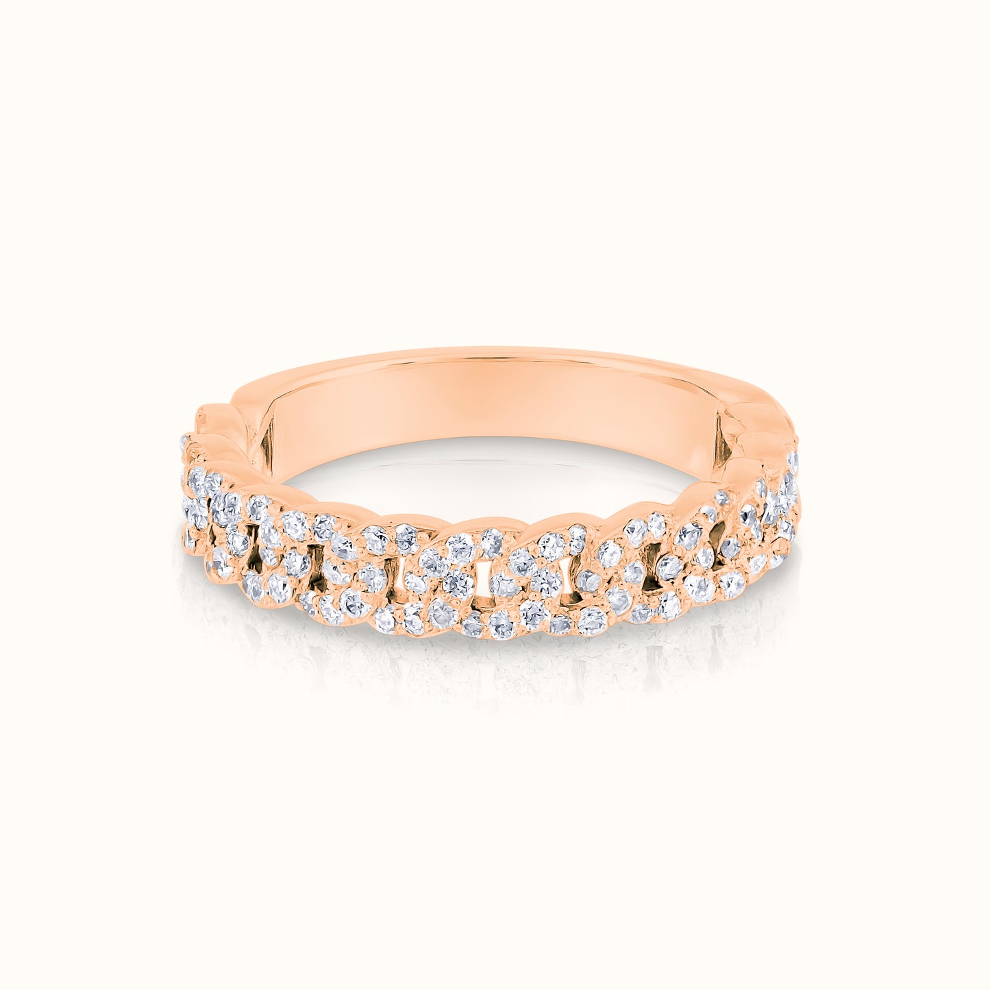 Halfway Cuban Natural Diamond Ring - AVIR New York