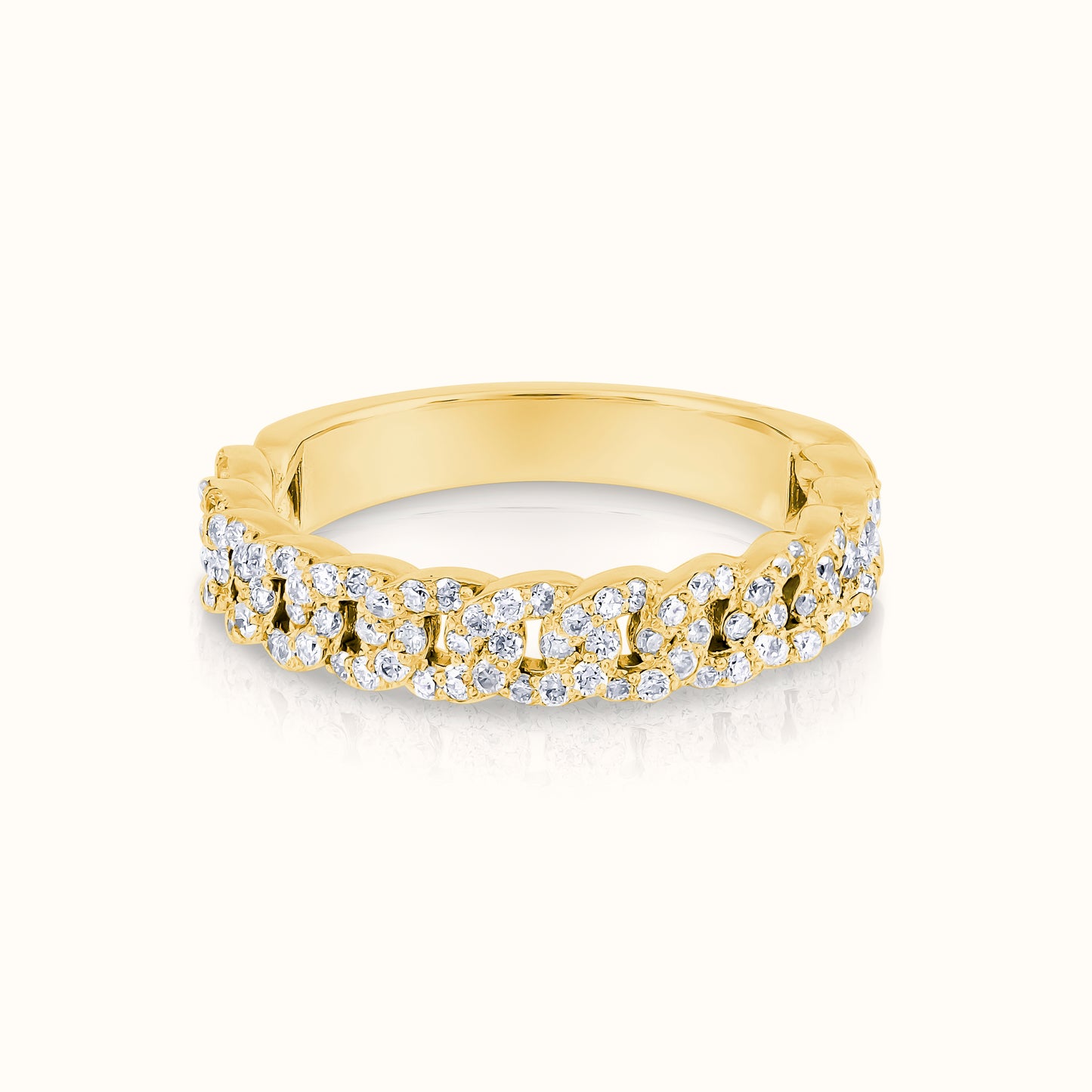 Halfway Cuban Natural Diamond Ring - AVIR New York