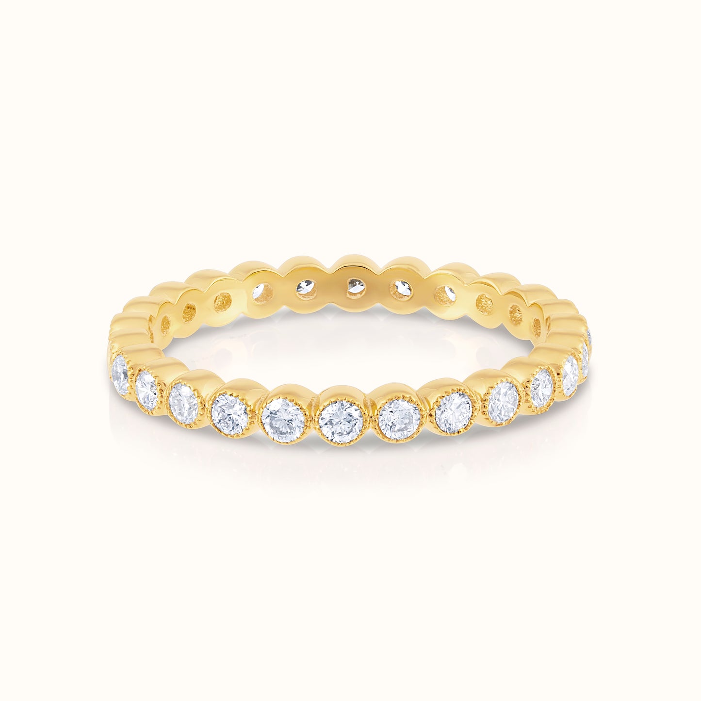 1.25 Carat Round Bezel Set Eternity Natural Diamond Ring - AVIR New York