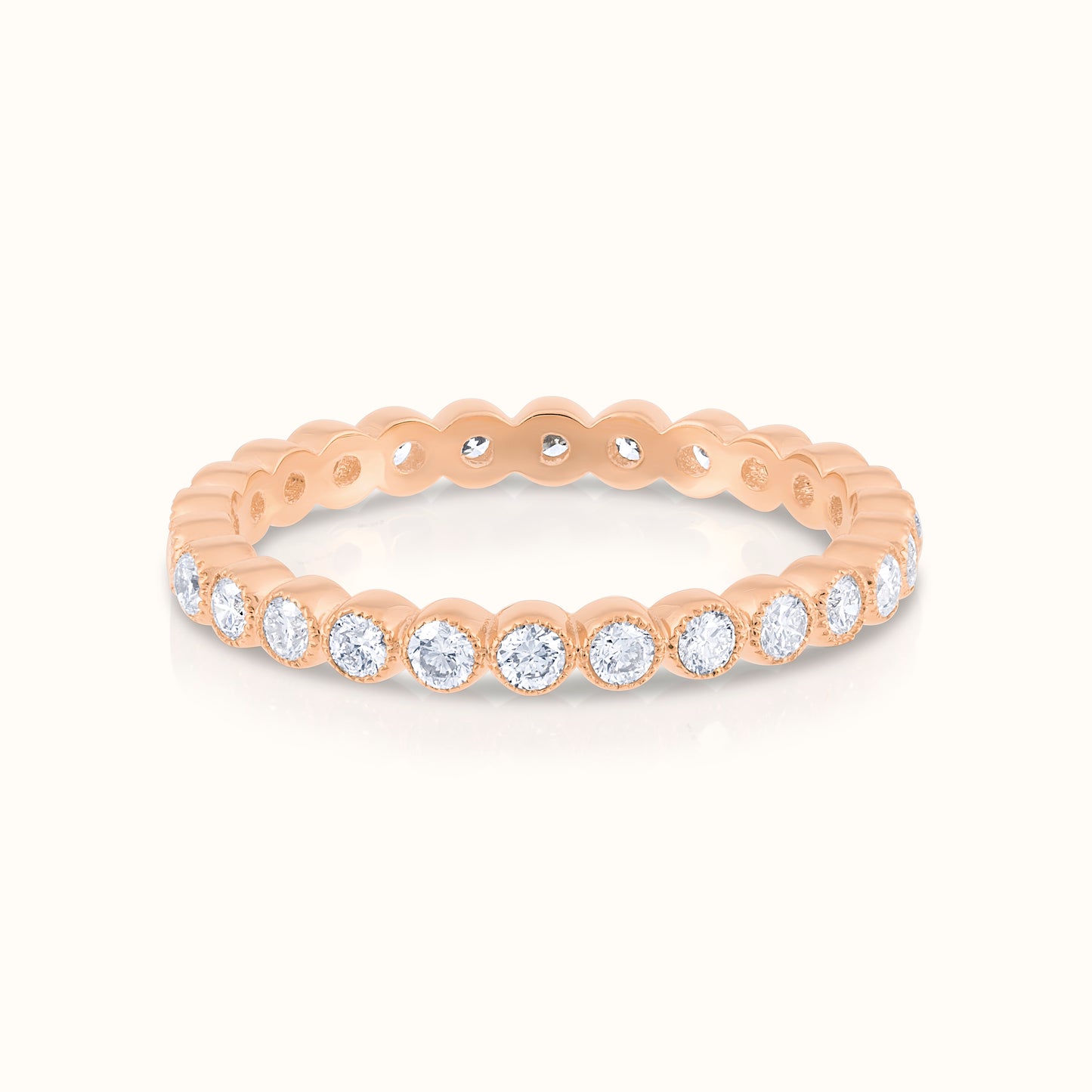1.25 Carat Round Bezel Set Eternity Natural Diamond Ring - AVIR New York