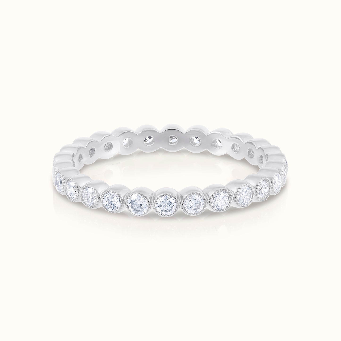1.25 Carat Round Bezel Set Eternity Natural Diamond Ring - AVIR New York