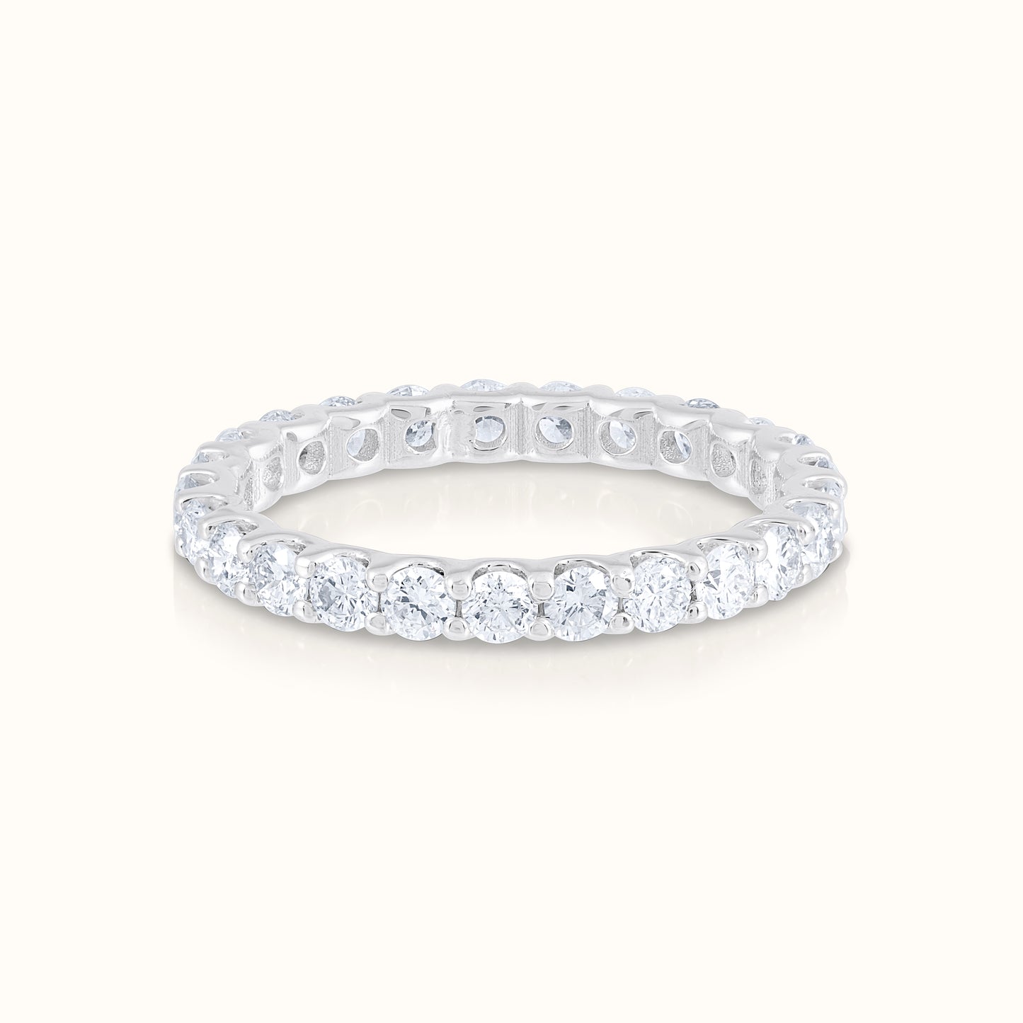 4 Prong Lab Grown Diamond Solitaire 16 Inch Necklace and Full Eternity Ring Set - AVIR New York