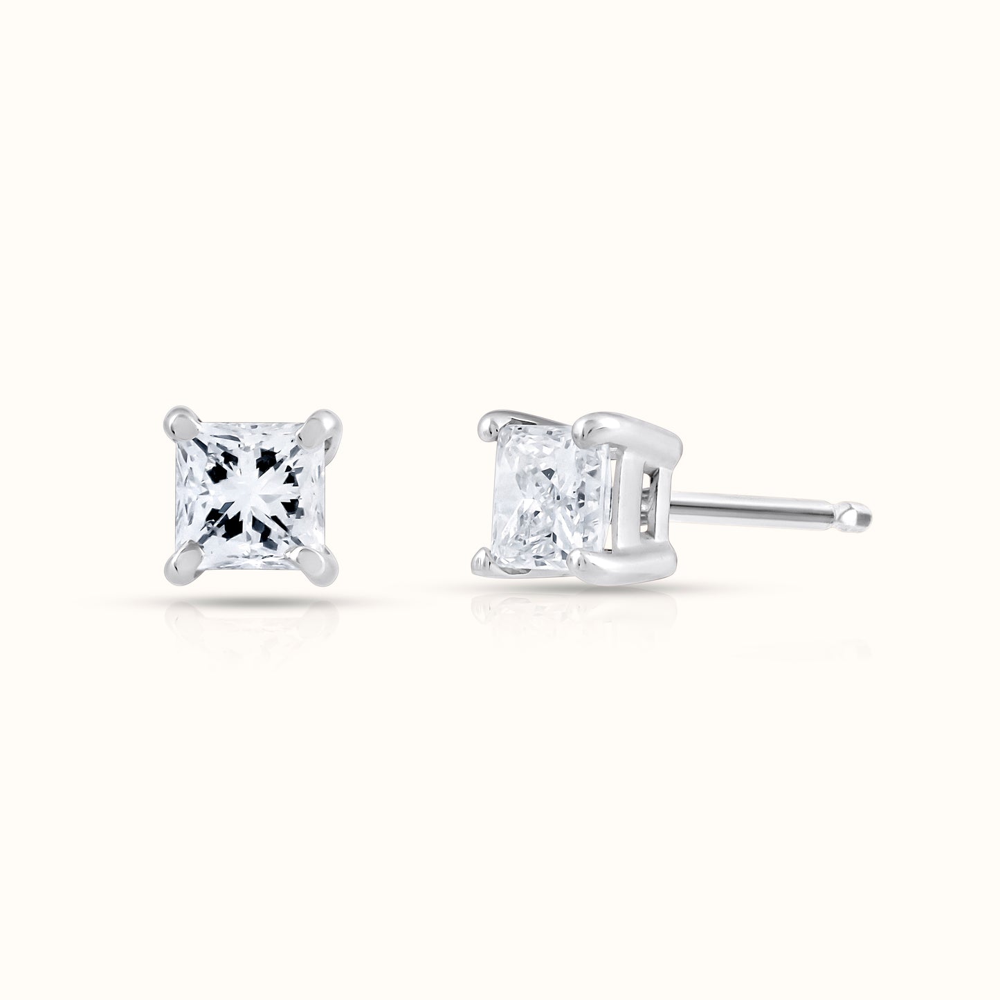 Princess Cut IGI Certified Lab Grown Diamond Stud Earrings - AVIR New York