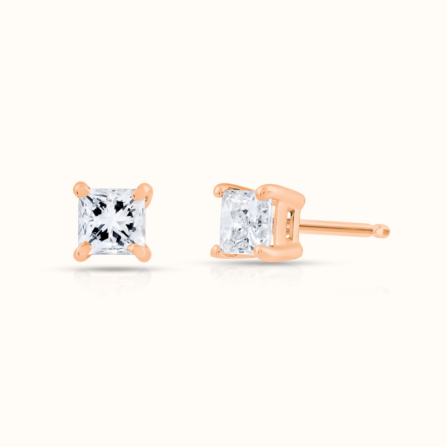 Princess Cut Natural Diamond Stud Earrings - AVIR New York