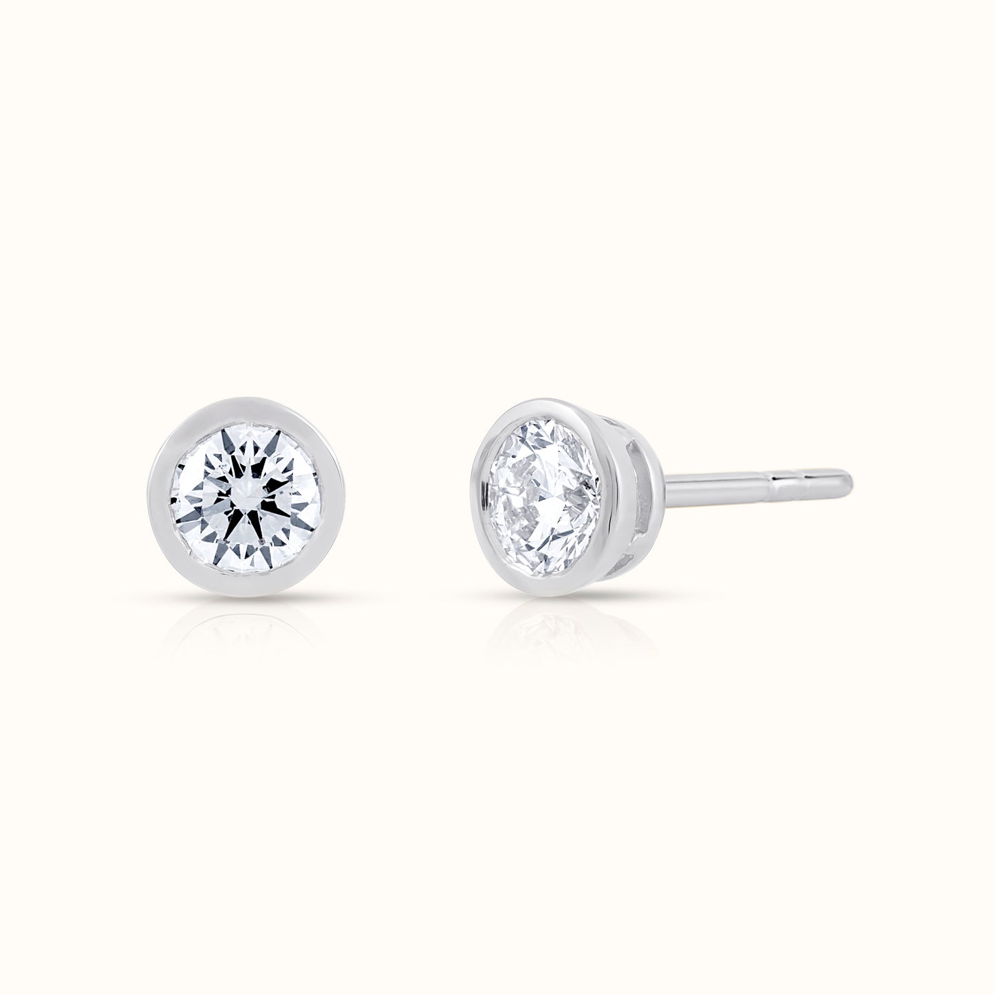 Bezel Set Lab Grown Diamond Solitaire 16 Inch Necklace, Stud Earrings and Bracelet Set - AVIR New York