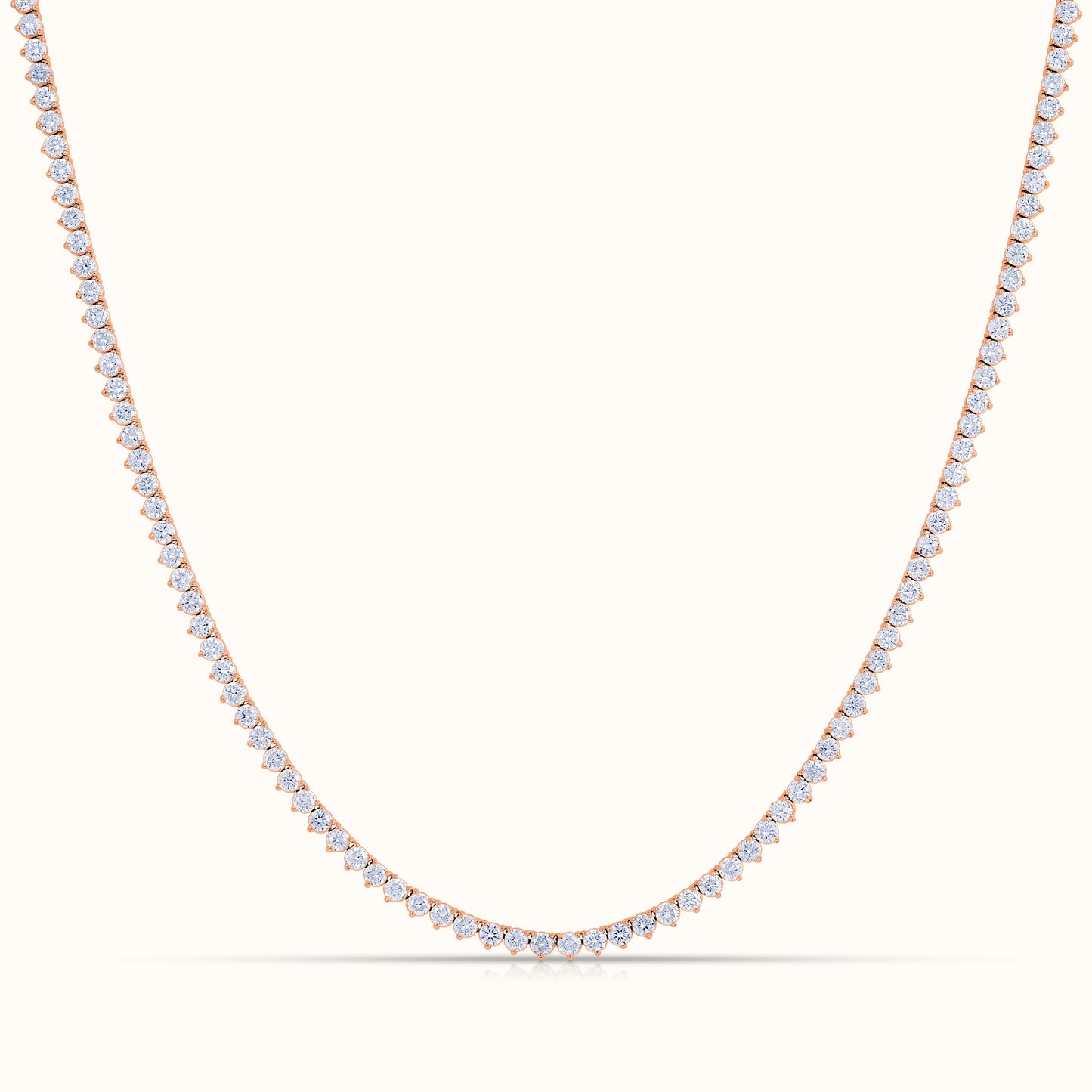 Three Prong Natural Diamond Tennis Necklace - AVIR New York