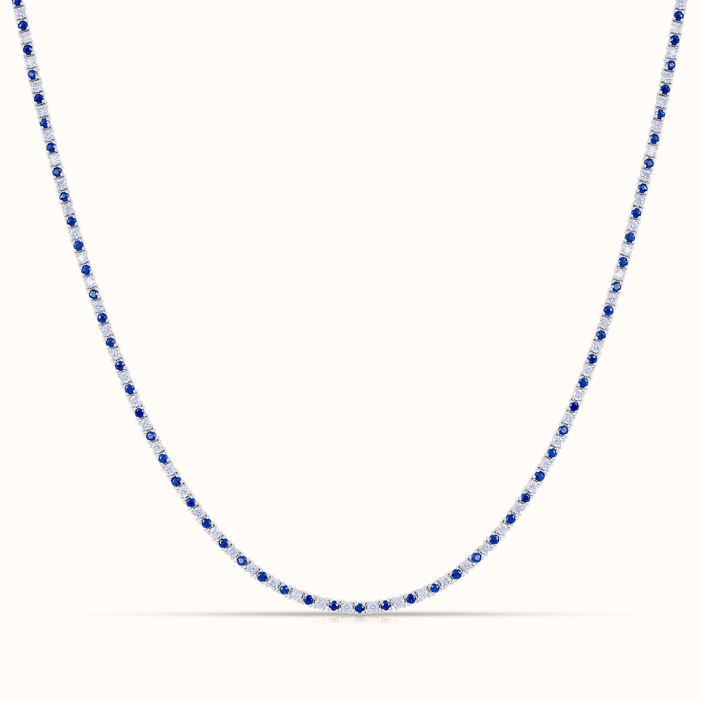 Alternating Sapphire and Natural Diamond Tennis Necklace - AVIR New York