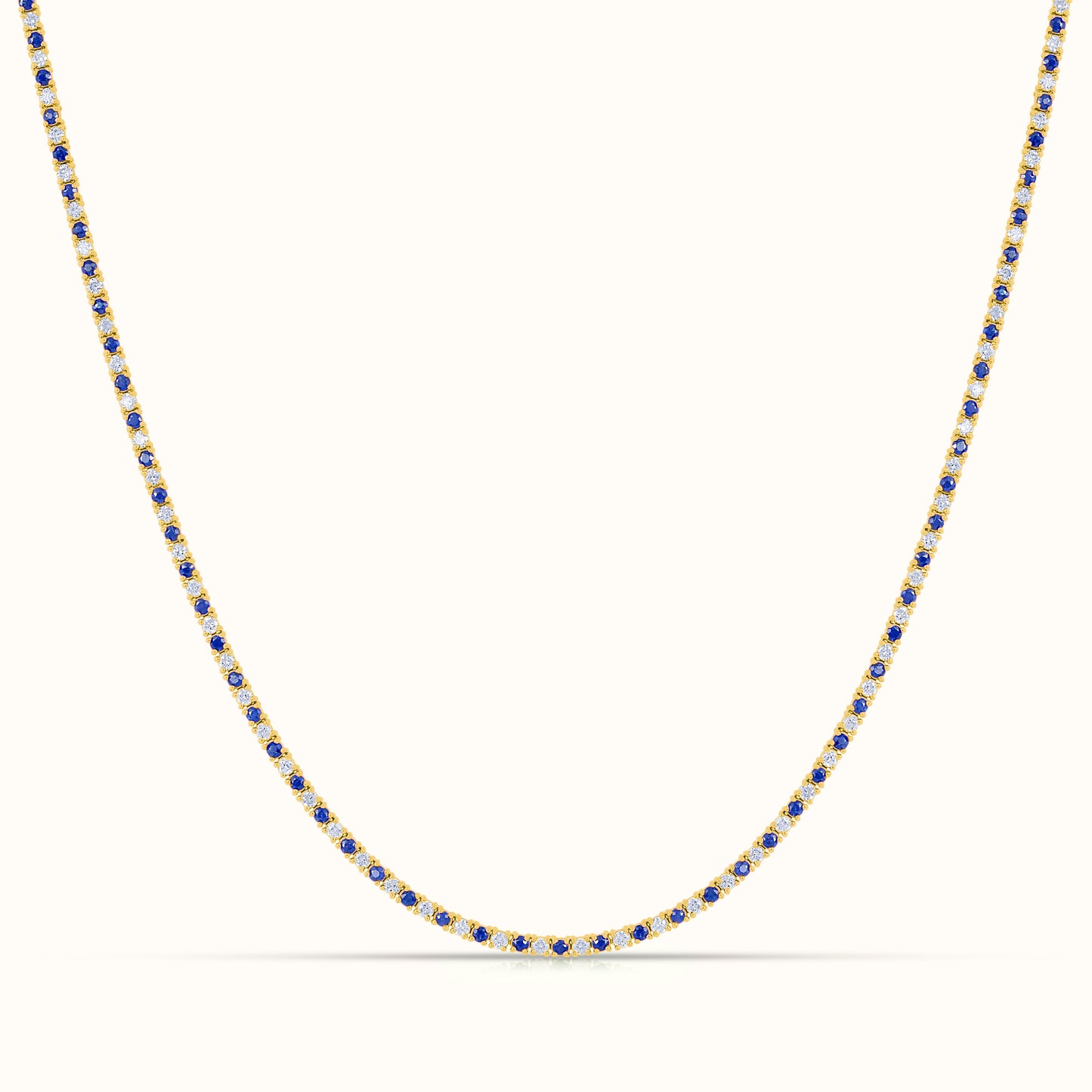 Alternating Sapphire and Natural Diamond Tennis Necklace - AVIR New York