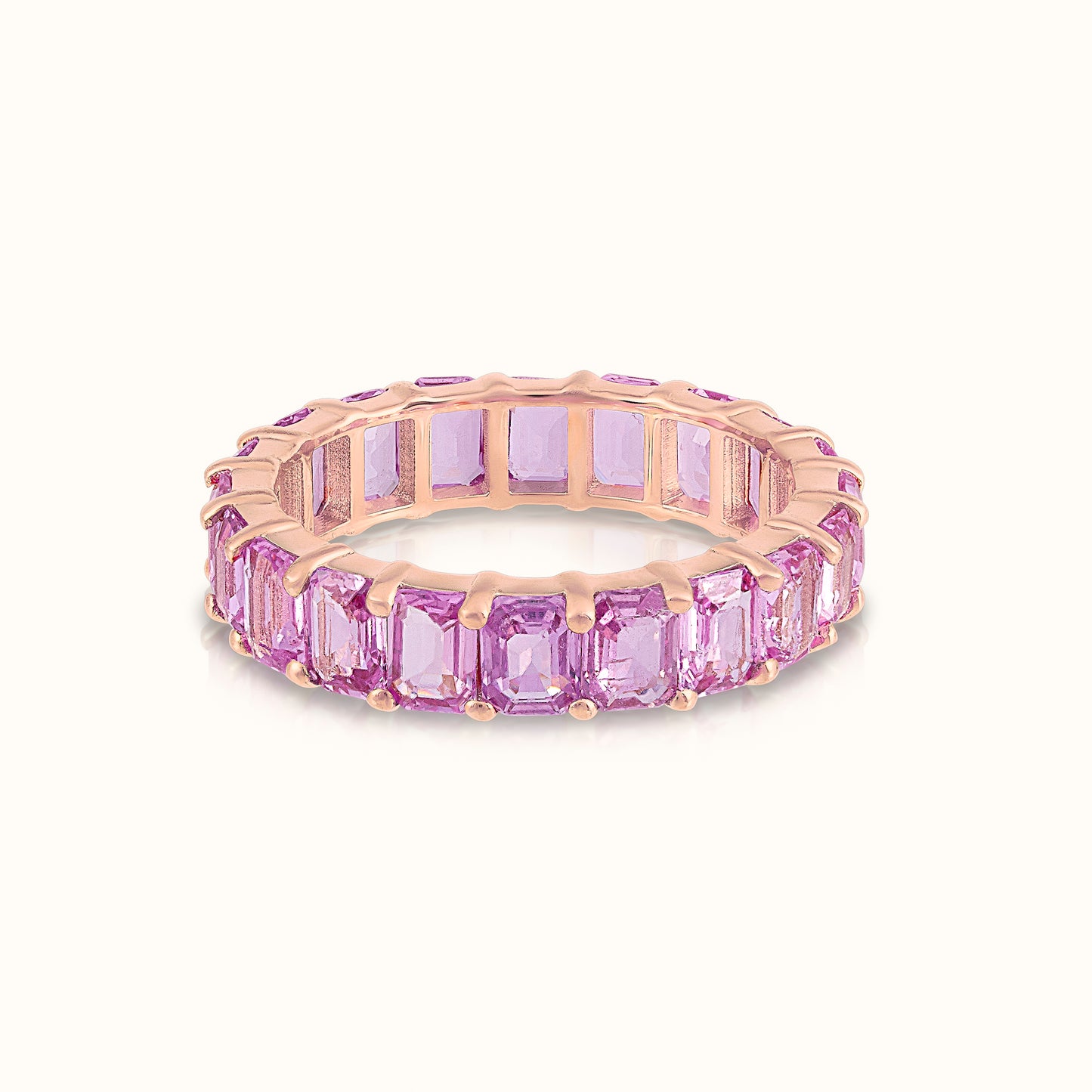 Pink Sapphire Emerald Cut Eternity Ring - AVIR New York