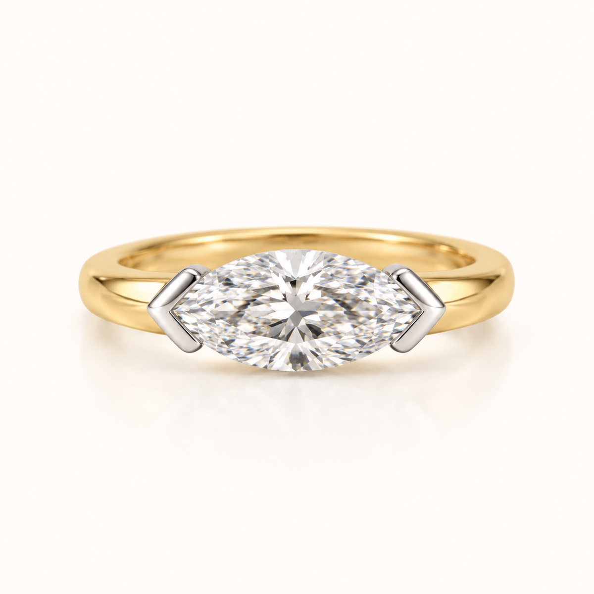 1 Carat East West Lab Grown Diamond Marquise Half Bezel Ring