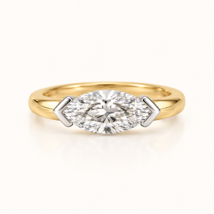 1 Carat East West Lab Grown Diamond Marquise Half Bezel Ring