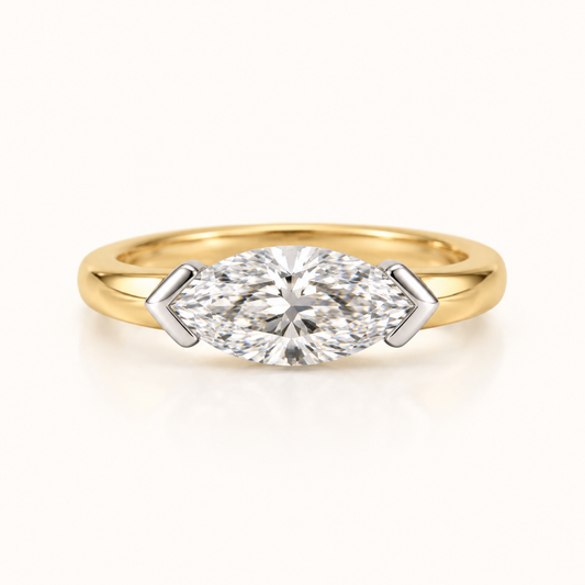 1 Carat East West Lab Grown Diamond Marquise Half Bezel Ring