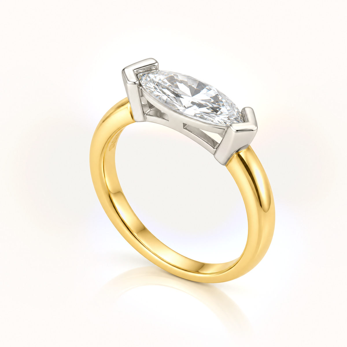 1 Carat East West Lab Grown Diamond Marquise Half Bezel Ring