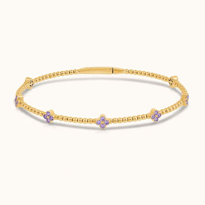 Flexible Beaded Flower Colored Gemstone 0.45 Carat Bangle - AVIR New York