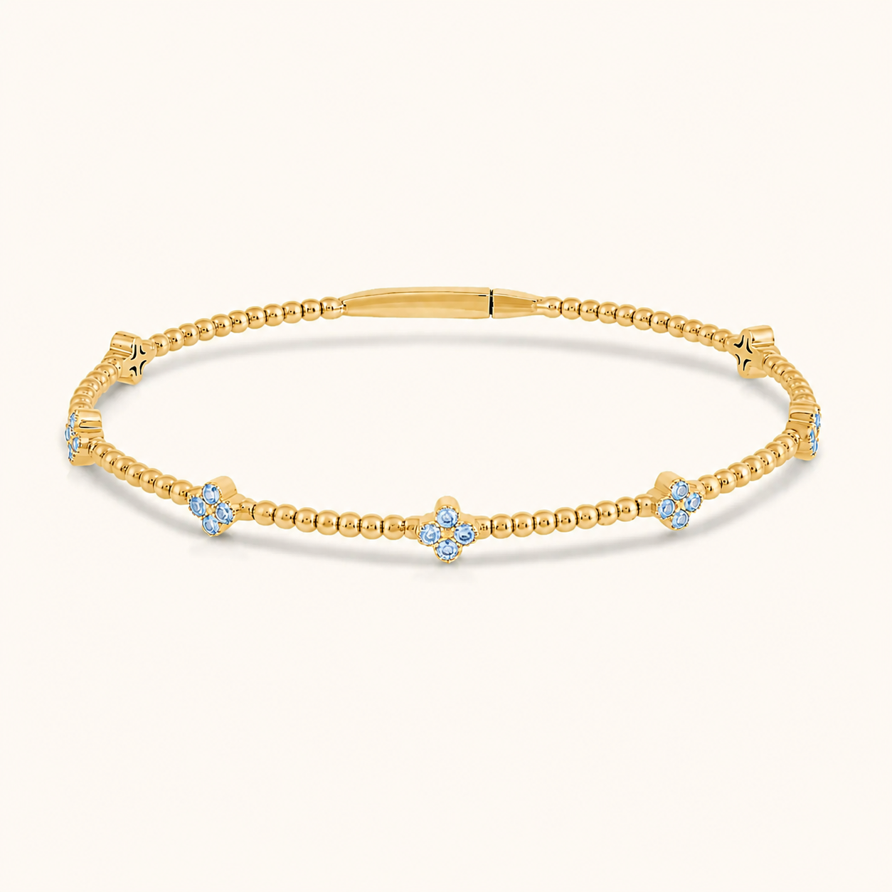 Flexible Beaded Flower Colored Gemstone 0.45 Carat Bangle - AVIR New York