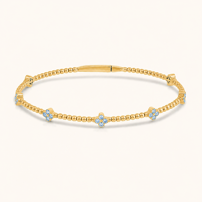 Flexible Beaded Flower Colored Gemstone 0.45 Carat Bangle - AVIR New York