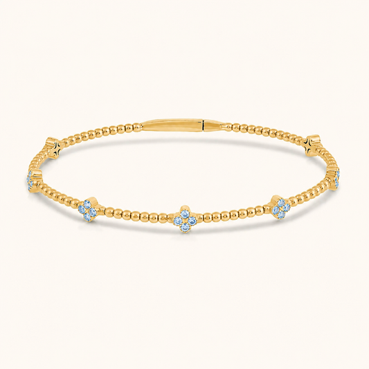 Flexible Beaded Flower Colored Gemstone 0.45 Carat Bangle - AVIR New York