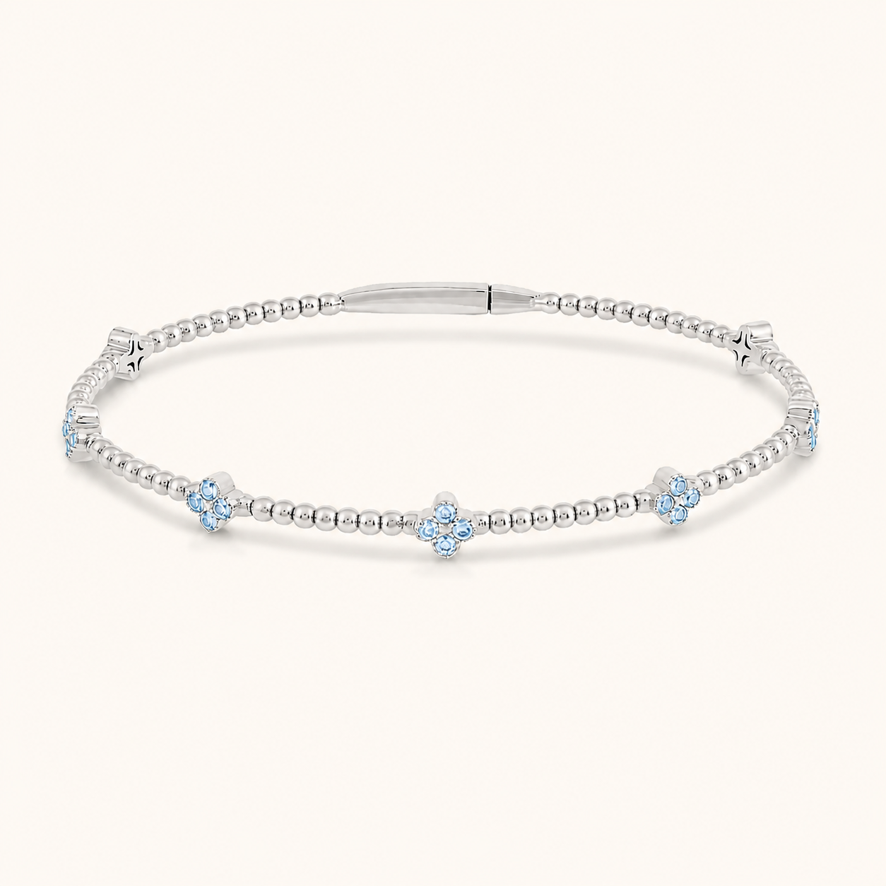 Flexible Beaded Flower Colored Gemstone 0.45 Carat Bangle - AVIR New York