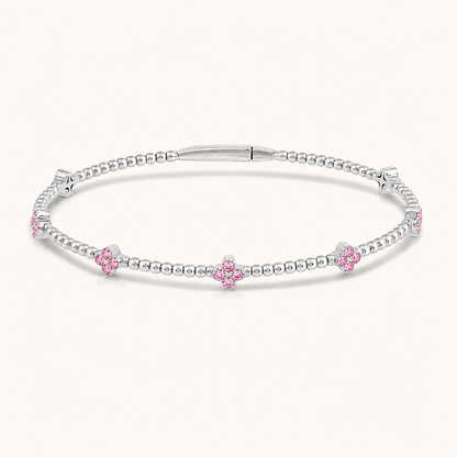 Flexible Beaded Flower Colored Gemstone 0.45 Carat Bangle - AVIR New York