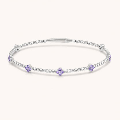Flexible Beaded Flower Colored Gemstone 0.45 Carat Bangle - AVIR New York