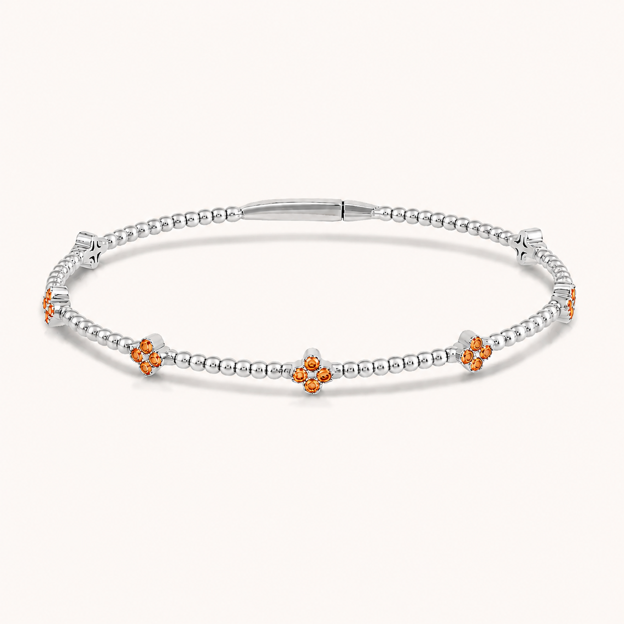 Flexible Beaded Flower Colored Gemstone 0.45 Carat Bangle - AVIR New York