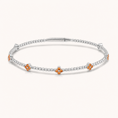 Flexible Beaded Flower Colored Gemstone 0.45 Carat Bangle - AVIR New York