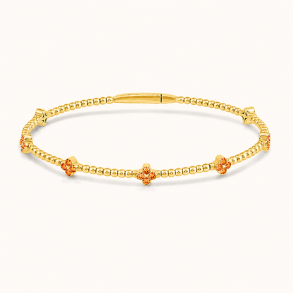 Flexible Beaded Flower Colored Gemstone 0.45 Carat Bangle - AVIR New York