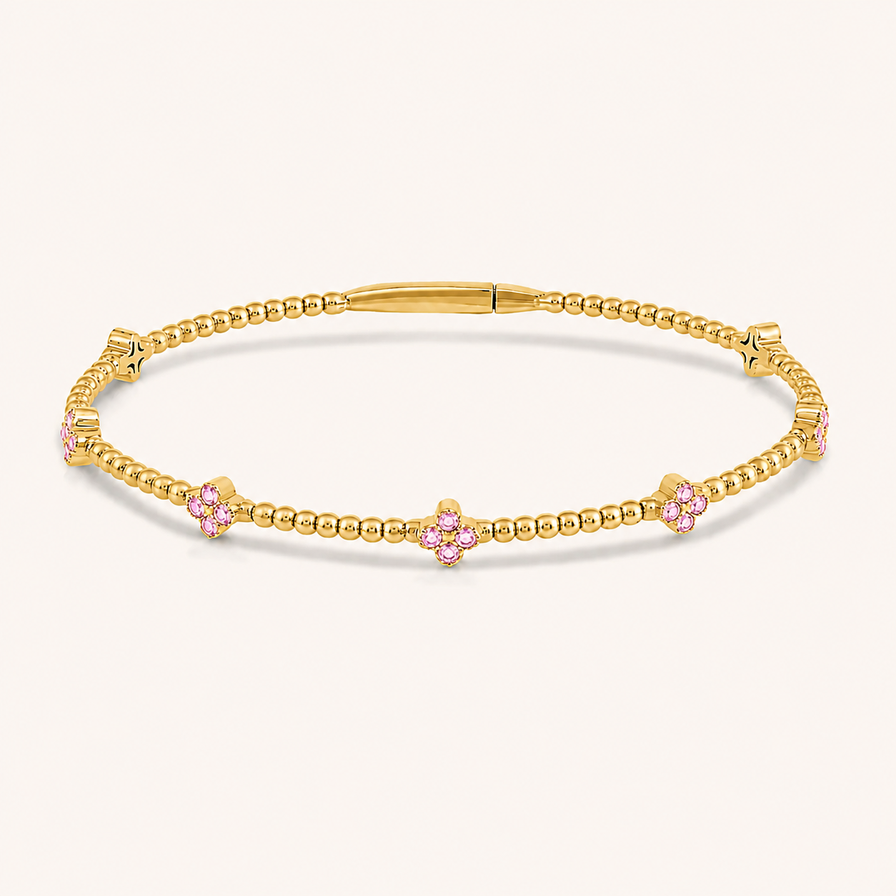 Flexible Beaded Flower Colored Gemstone 0.45 Carat Bangle - AVIR New York