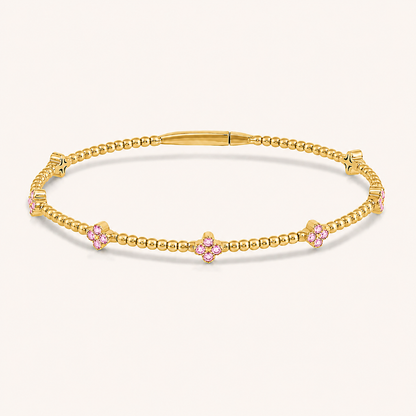 Flexible Beaded Flower Colored Gemstone 0.45 Carat Bangle - AVIR New York