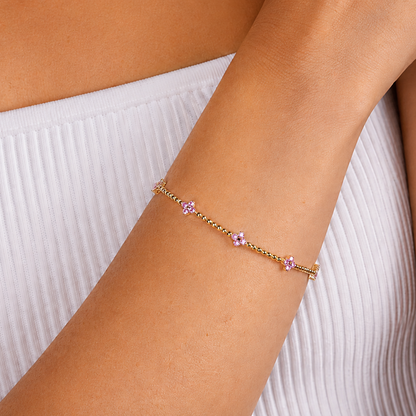 Flexible Beaded Flower Colored Gemstone 0.45 Carat Bangle - AVIR New York