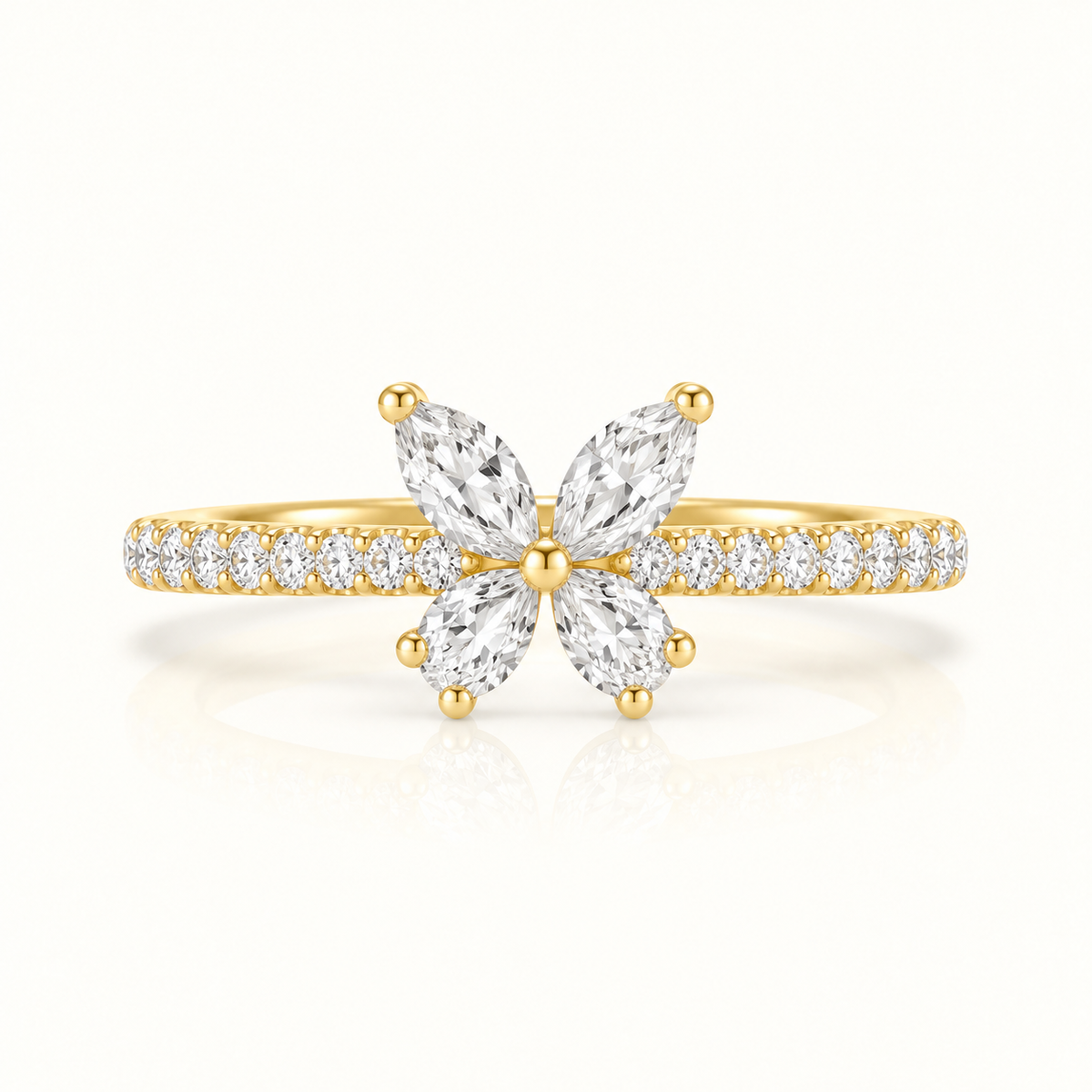 Butterfly Half Band Lab Grown Diamond Ring