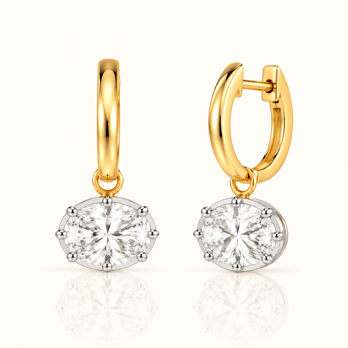 East West Oval Georgian Drop Earrings
