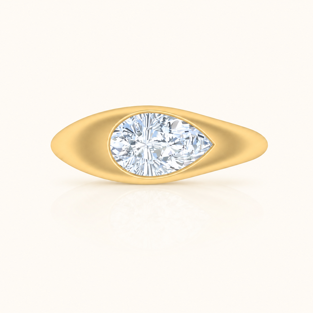 1 Carat East West Lab Grown Diamond Pear Signet Ring - AVIR New York