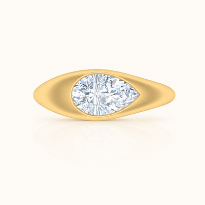 1 Carat East West Lab Grown Diamond Pear Signet Ring - AVIR New York