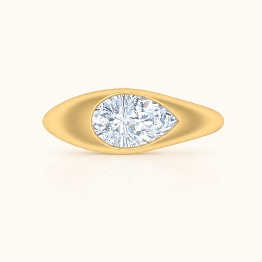 1 Carat East West Lab Grown Diamond Pear Signet Ring