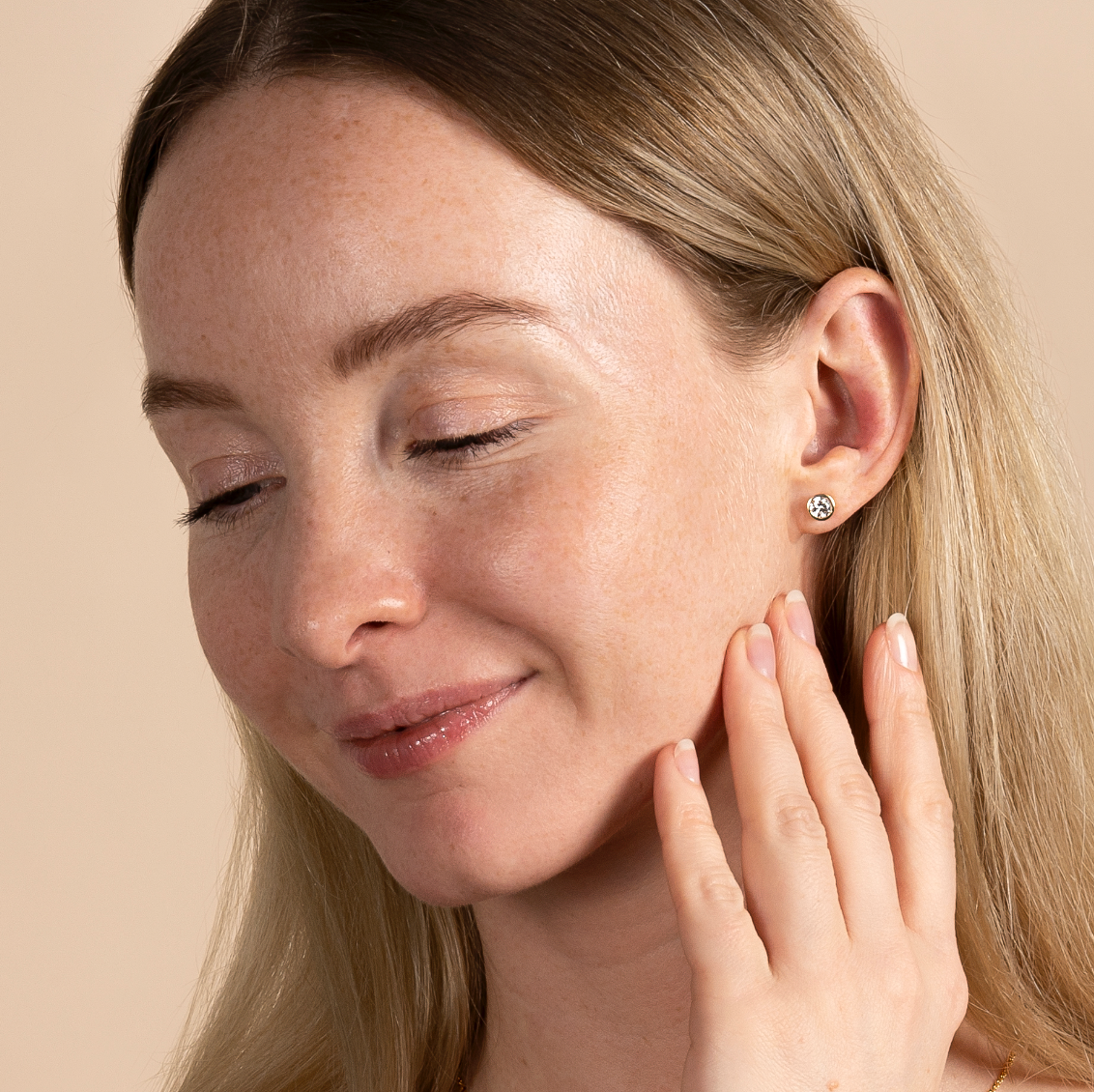 Bezel Set Natural Diamond Stud Earrings - AVIR New York