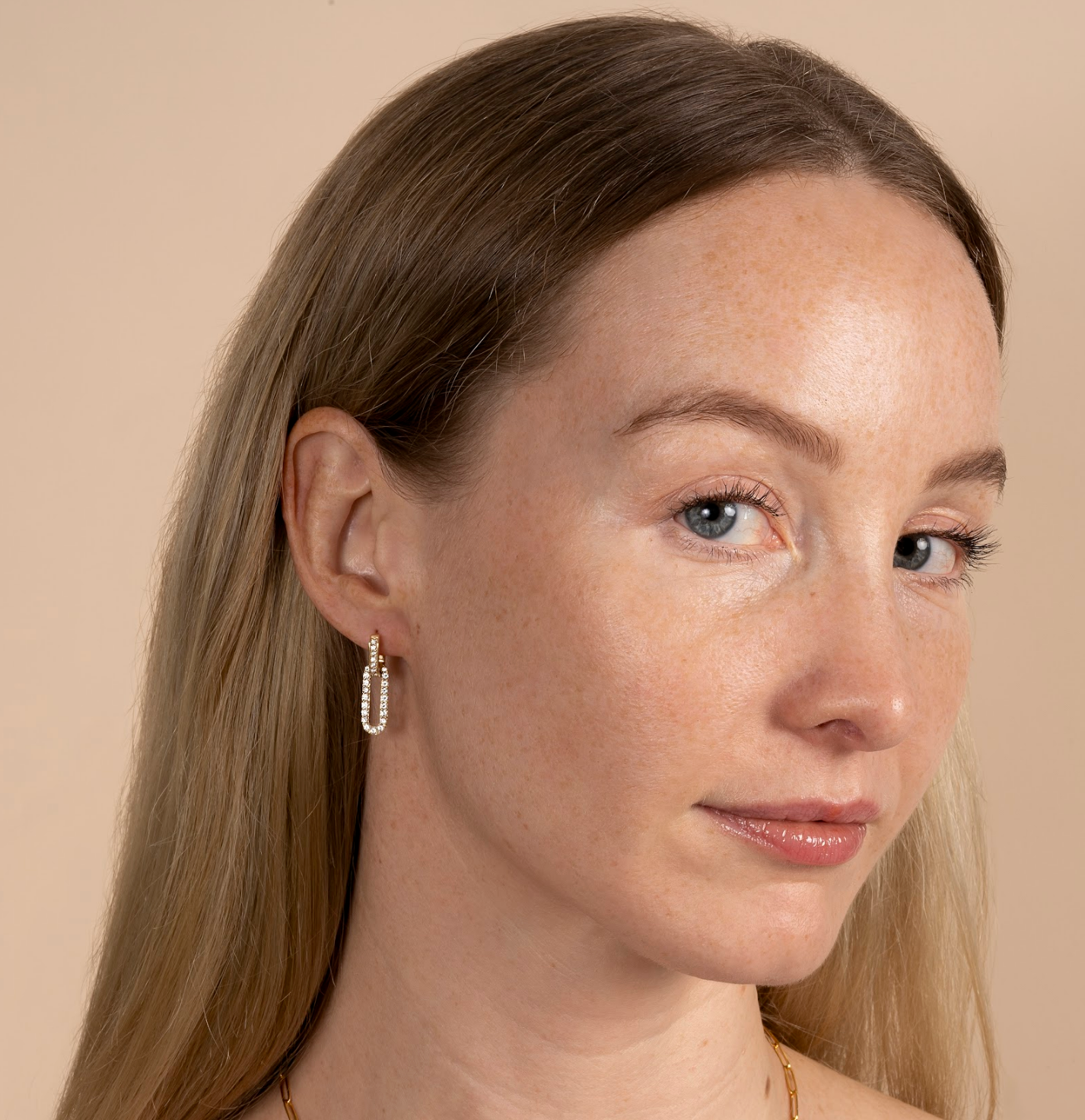 Half Paperclip and Lab Grown Diamond Bracelet, 17 Inch Necklace, and Link Earrings Set - AVIR New York