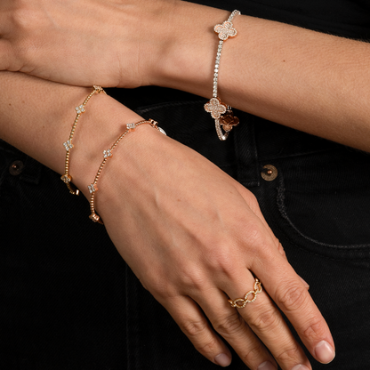 Lab Grown Diamond Flexible Beaded Flower Cluster Bangle - AVIR New York