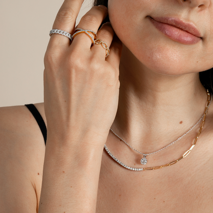 Half Paperclip and Natural Diamond Tennis Necklace - AVIR New York