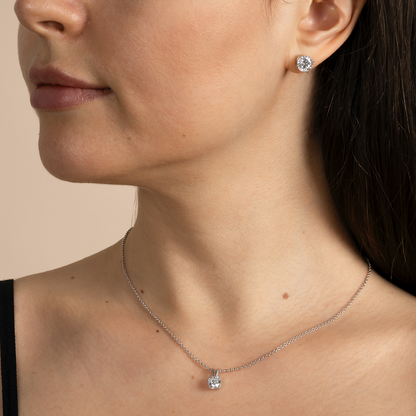 4 Prong Lab Grown Diamond Solitaire 16 Inch Necklace and Full Eternity Ring Set - AVIR New York
