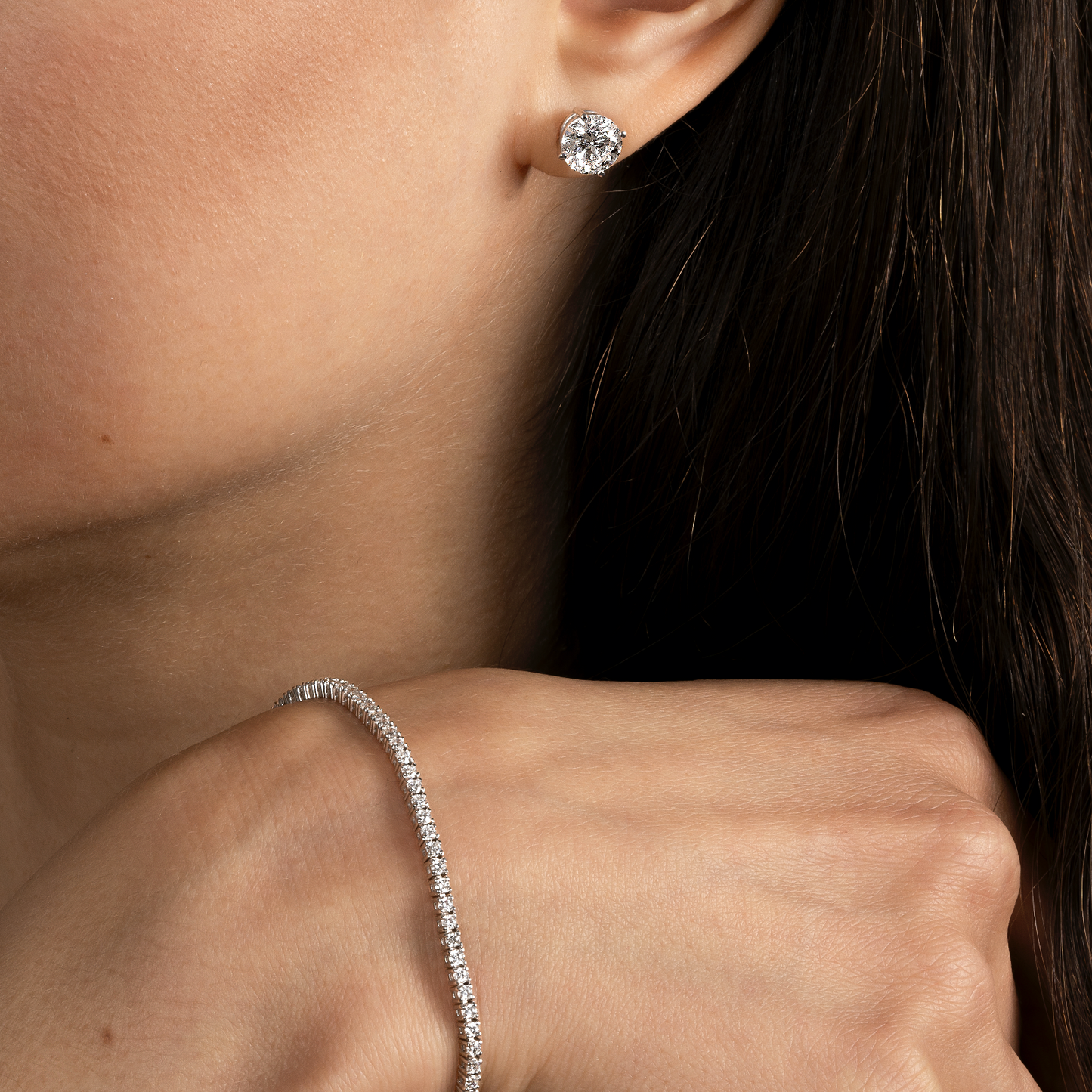 4 Prong Lab Grown Diamond Studs and Bracelet Set - AVIR New York