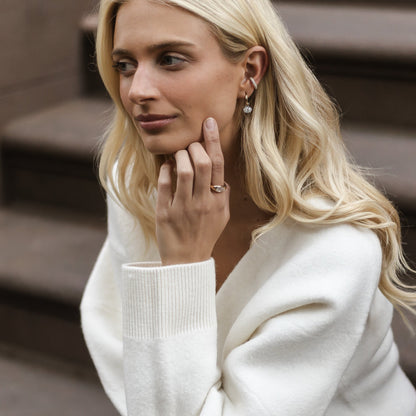 East West Oval Georgian Drop Earrings