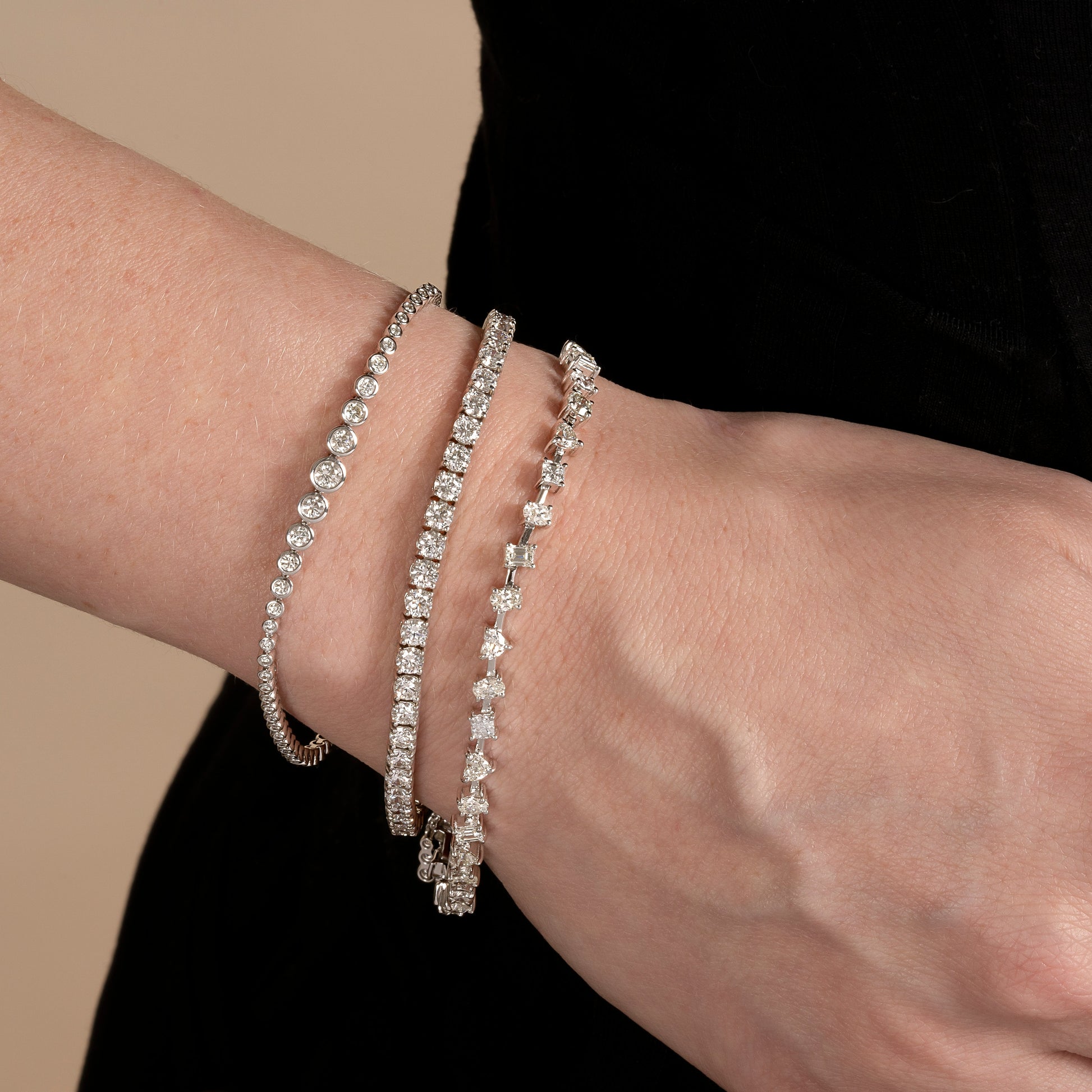 Graduated Bezel Set Bolo Natural Diamond Bracelet - AVIR New York