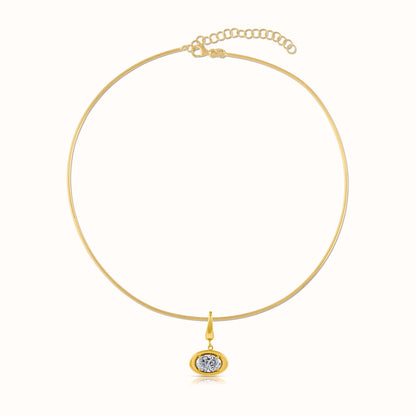 Solid Yellow Gold Omega Necklace 14-16 inch